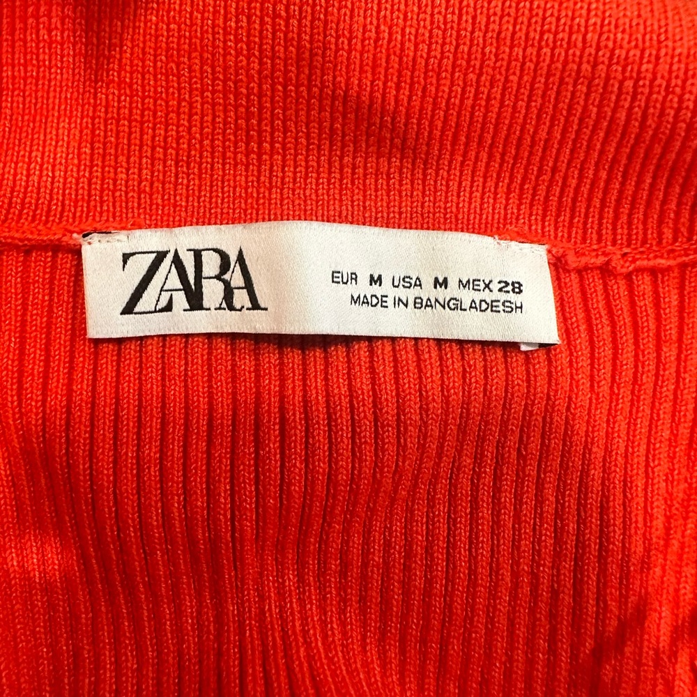 Zara Knit Skater Dress-Size Medium-Orange - Picture 4 of 8